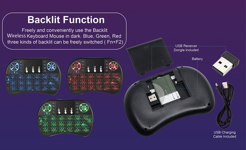 [Australia - AusPower] - Wireless Mini Keyboard Remote Control Touchpad Mouse Combo Controller with RGB Backlit for Smart TV Android TV Box PC IPTTV 2.4GHz 
