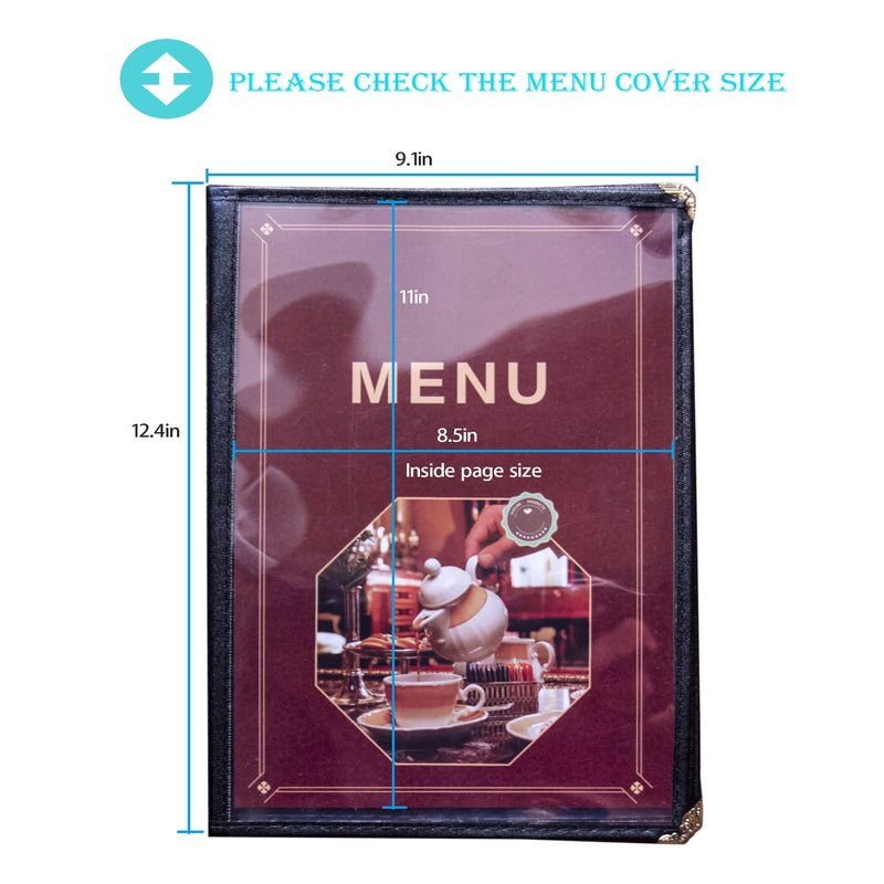 [Australia - AusPower] - 2PCS 8.5 x 11 Inch Menu Covers,4 Page 8 View Transparent Restaurant Menu Covers, Fits A4 Size Paper，Bar Cafe Restaurant Book Black Folder 