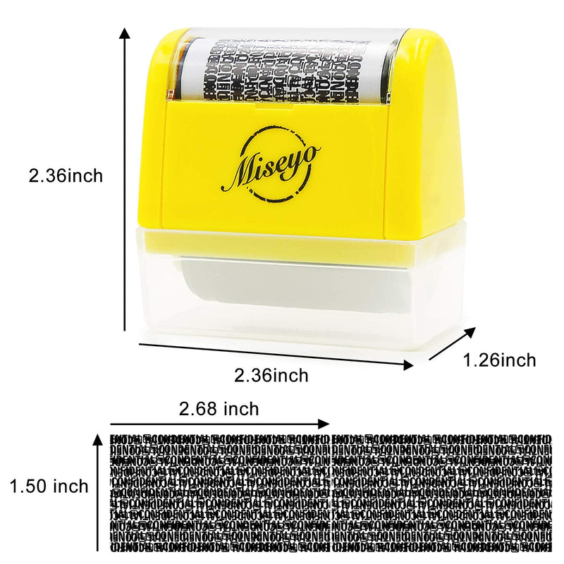 [Australia - AusPower] - Miseyo Wide Identity Theft Protection Roller Stamp Set - Yellow (3 Refill Ink Included) 1.yellow 