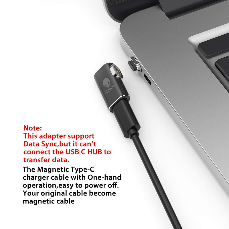 [Australia - AusPower] - USB C Magnetic Adapter, Stouchi USB Type C Magnetic Adapter MagSate Magnetic USB C to USB C Connection Support 4.3 A 87W Fast Charging Compatible MacBook Pro, Samsung Galaxy S8 Or Other Device Black 