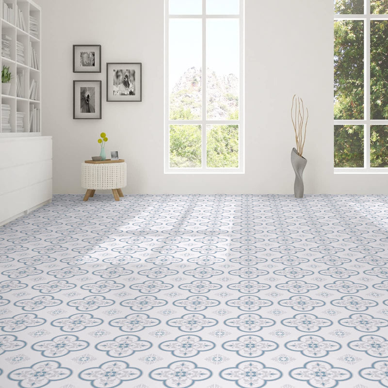 [Australia - AusPower] - Peel & Stick Floor Stickers 8"x8" Self Adhesive, Suitable for Wall, Floor, Kitchen, Bathroom, Pet House, Fireplace 10 Sheets Wall Decorative Decals (8x8 inches, Blooming Flowers, 10) 