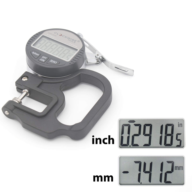 [Australia - AusPower] - Clockwise Tools DTNR-0055 Electronic Digital Dial Thickness Gauge 0-0.4 inch/10mm 0.00005" Resolution Measuring Tool Resolution 0.00005"/0.001mm 