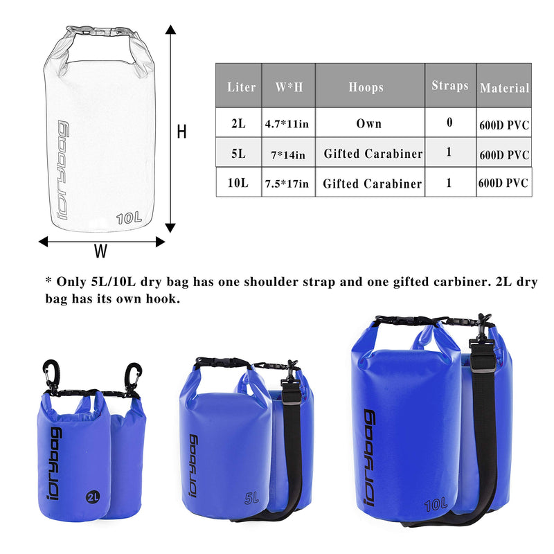 [Australia - AusPower] - IDRYBAG Dry Bag Waterproof Floating, PVC Waterproof Bag Roll Top, 2L Dry Bag Kayak Storage for Kayaking, Boating, Rafting, Swimming, Hiking, Camping, Travel, Beach Blue 