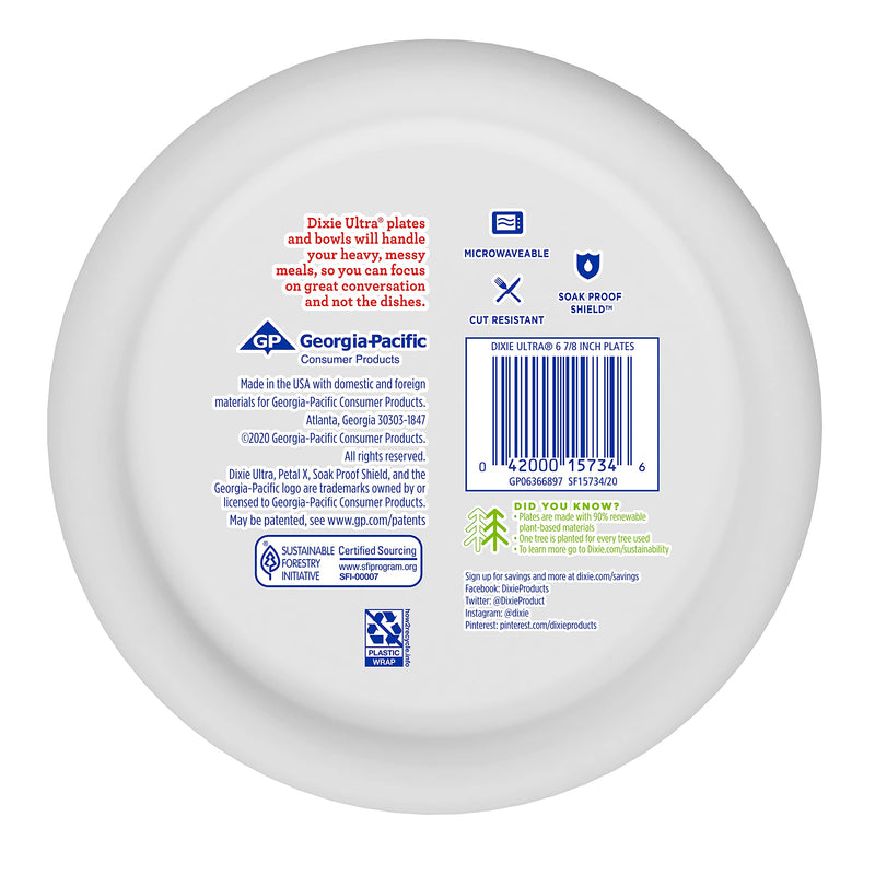 [Australia - AusPower] - Dixie Ultra Disposable Paper Plates, 6 7/8 inch, Dessert or Snack Size Printed Disposable Plates, 44 count (1 Pack of 44 Plates) 