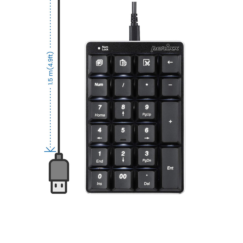 [Australia - AusPower] - Perixx PERIPAD-303B, Backlit Mechanical Numeric Keypad - USB - Office Shortcut Keys - Full Size 22 Keys - Kailh Brown Switch Keys 