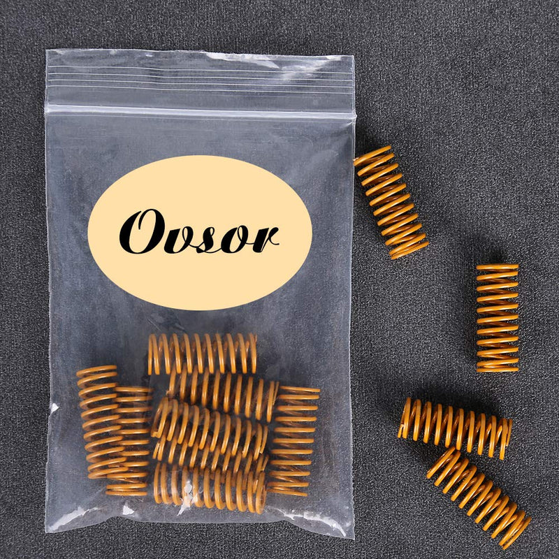 [Australia - AusPower] - Ovsor 3D Printer Die Spring 8mm OD 20mm Long Light Load Compression Mould Die Spring, 12 Pack Yellow Heated Bed Springs for Creality Ender 3s Bed 