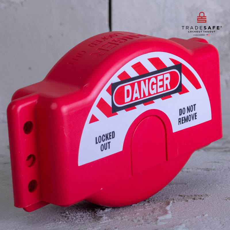 [Australia - AusPower] - TRADESAFE Gate Valve Lockout - Red Valve Lockout Device, Lockout Tagout Valve Adjustable for 1 inch to 6-1/2 inch Diameter Valve Handles, Industrial Grade Polypropylene Adjustable 1"-6-½" Red 