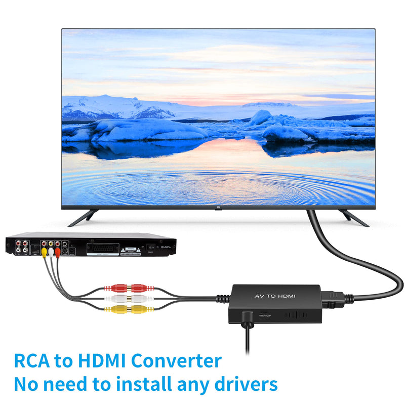 [Australia - AusPower] - Tengchi RCA to HDMI Converter, Composite to HDMI Adapter Support 1080P PAL/NTSC Compatible with PS one, PS2, PS3, STB, Xbox, VHS, VCR, Blue-Ray DVD Players 