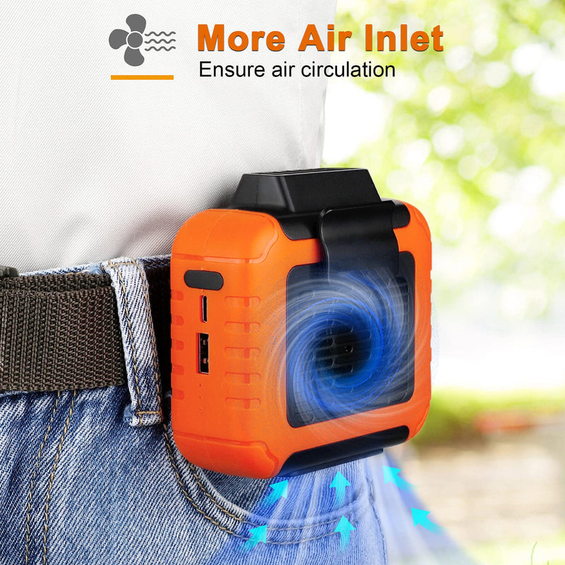 [Australia - AusPower] - Yeedie 3-in-1 Portable Waist Clip Fan, 6000mAh Personal Rechargeable Neck Fan up to 16H, Strong Airflow, 3 Speed, Hand Free Battery Operated Belt & Necklace Fan for Working Hiking Fishing orange 