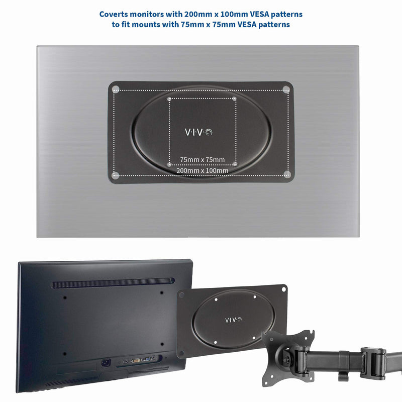 [Australia - AusPower] - VIVO Steel VESA Monitor Mount Adapter Plate for Monitor Screens up to 43 inches, Conversion Kit for VESA 200x100, MOUNT-AD2X1 