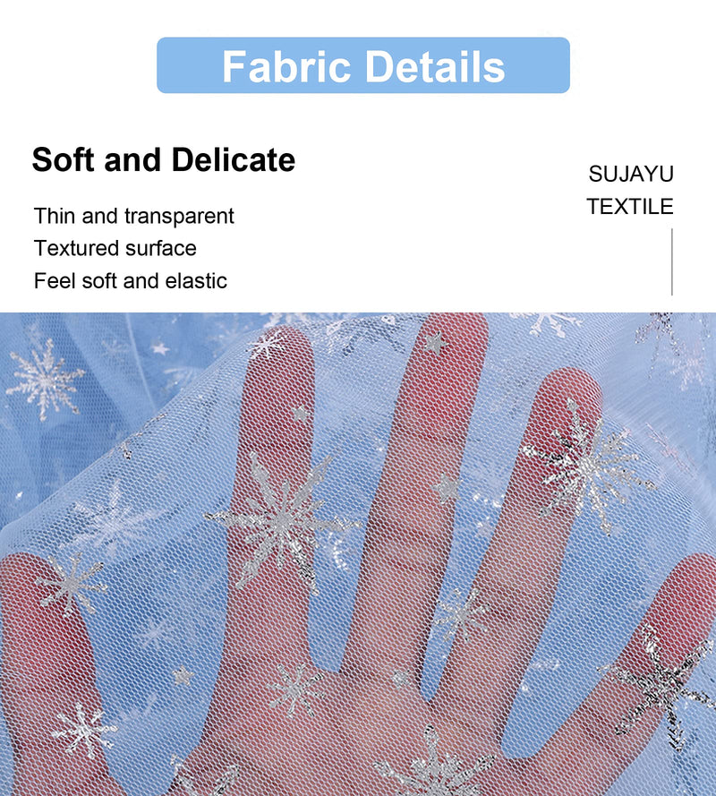 [Australia - AusPower] - SUJAYU Sheer Fabric, Snowflake Silver Foil Organza Fabric, Snowflake Tablecloth Birthday Party Supplies Party Decorations, Christmas Tree Skirt Christmas Decorations Clearance (59" x 118", Blue) 59" x 118" 