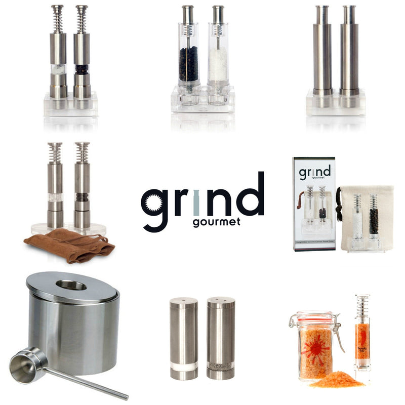 [Australia - AusPower] - Grind Gourmet Original Pump & Grind Cooking Gadgets, Salt and Pepper Grinder Set or Singles, Buy 1, Buy 2 or More, Solid Stainless, Red or Black. 