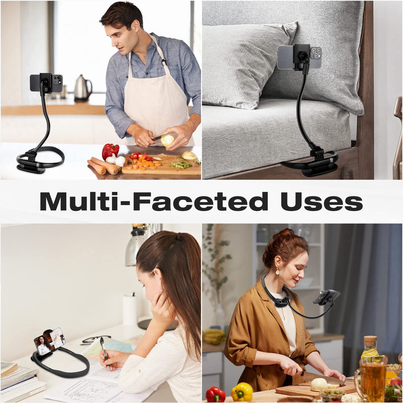 [Australia - AusPower] - Cell Phone Stand, Neck Cell Phone Holder, Flexible Long Arm Gooseneck Phone Holder for bed, 360 Degree Free Rotation Phone Mount, Universal Multi-Functional Mobile Phone Stand for 4.7''-6.7'' Phone 