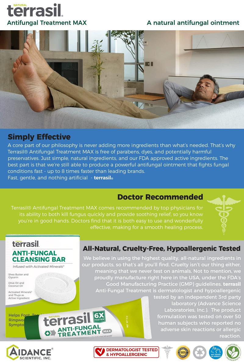 [Australia - AusPower] - Terrasil Anti-fungal Treatment Max 14gm - 6X Faster Healing, Natural Soothing Clotrimazole OTC- Registered Ointment for Fungal Infections Jock Itch, Male Yeast 