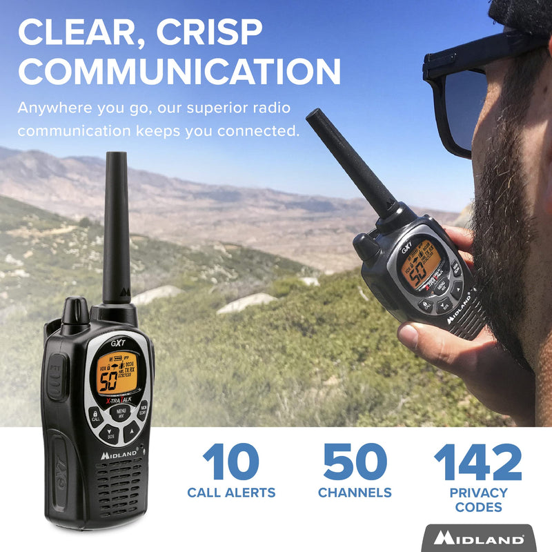 [Australia - AusPower] - Midland 50 Channel Waterproof GMRS Two-Way Radio - Long Range Walkie Talkie with 142 Privacy Codes, SOS Siren, and NOAA Weather Alerts and Weather Scan (Black/Silver, Single Pack) Single Pack - Black/Silver 