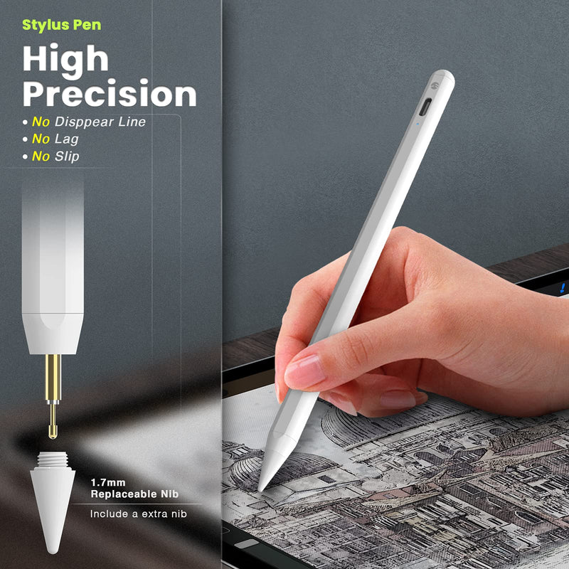 [Australia - AusPower] - Stylus Pen for iPad, SwitchEasy iPad Pencil with Palm Rejection, Compatible with (2018-2021) Apple iPad 6/7/8th Gen, iPad Pro 11 /12.9 inch, iPad Mini 5th Gen, iPad Air 3rd Gen for Writing & Drawing 