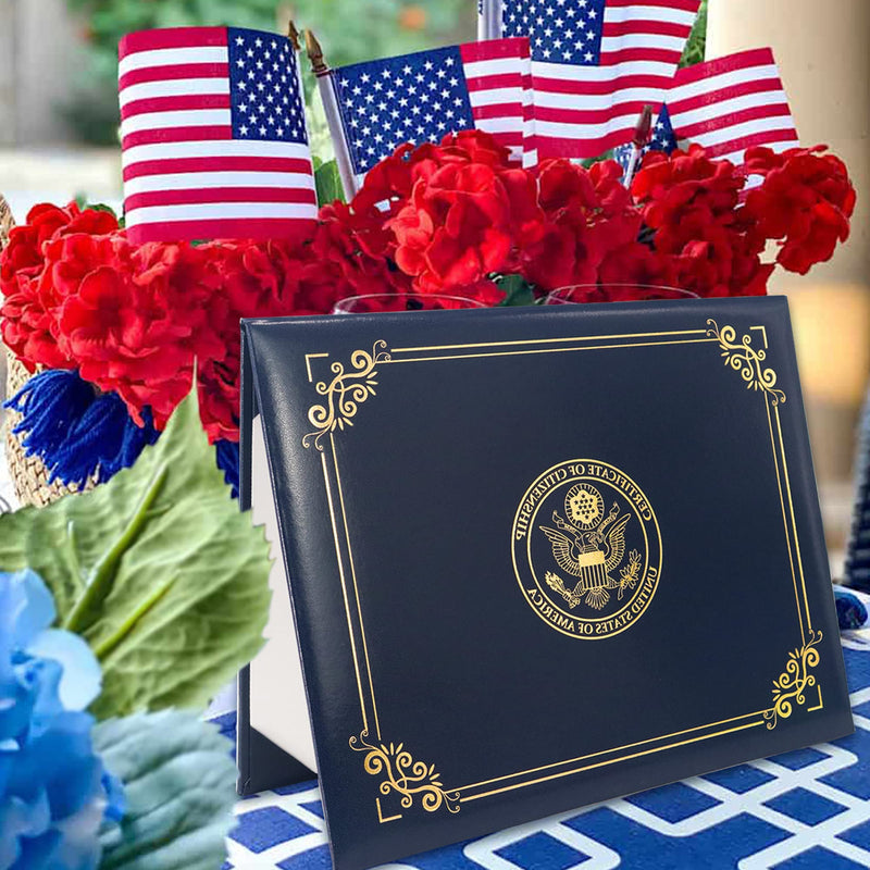[Australia - AusPower] - GraduatePro US Citizenship Certificate Holder Naturalization Padded Leatherette Cover with Golden Great Seal of The United States for American Gifts 