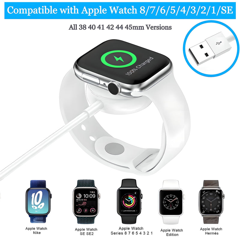 [Australia - AusPower] - Short Charger Compatible with Apple Watch, Portable Wireless USB Charging Cord (1.15ft/14inch/35cm) Magnetic Cable for iWatch Series 8/7/6/SE/5/4/3/2/1 