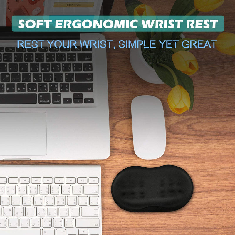 [Australia - AusPower] - Vankey Soft Memory Foam Mouse Wrist Rest Support, Cool Ergonomic Hand Rest Support for Computer, Laptop, Office, PC Gaming - Massage Holes Design - Easy Typing Wrist Pain Relief and Repair Black 