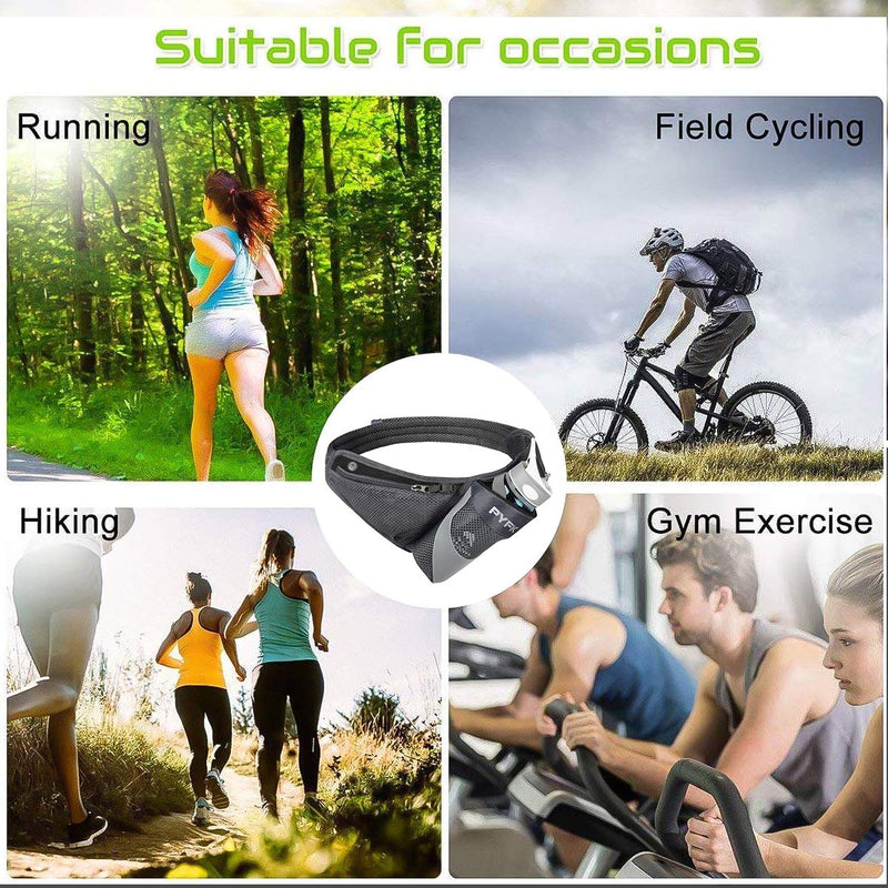 [Australia - AusPower] - PYFK Running Belt Hydration Waist Pack with Water Bottle Holder for Men Women Waist Pouch Fanny Bag Reflective Black 
