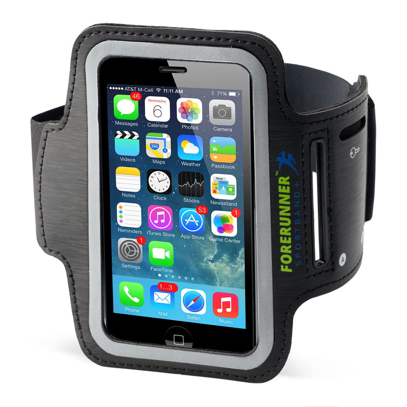 [Australia - AusPower] - Forerunner Sportband+ iPhone 5 Armband for Running with Two Additional Ports for Earphone-Free Listening Works with iPod Touch 5 for 8-14 inch arms Black Frustration-Free Packaging 