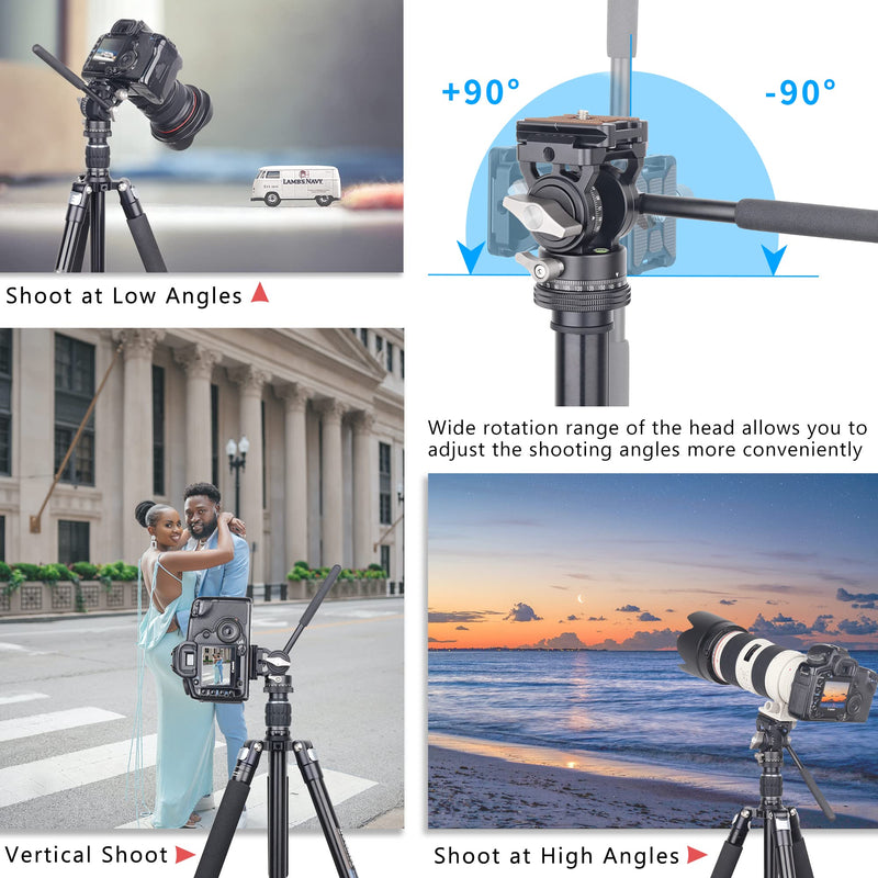 [Australia - AusPower] - INNOREL H10 Lightweight Mini Tripod Fluid Video Head 360 Panoramic CNC Hydralic Damping Video Head with Arca Swiss Q.R.Plate Phone Clip for DSLR Camera Camcorder Phone Tripod Monopod Load 8.8lb/4kg 