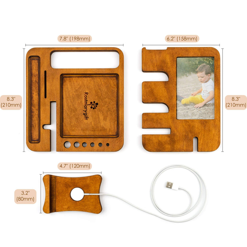 [Australia - AusPower] - Ukraine Handmade Wooden Docking Station Nightstand Organizer for Men Phone Tablet Watch Holder Charging Anniversary for Men's Fathers for Him for Husband from Wife Present for Dad 
