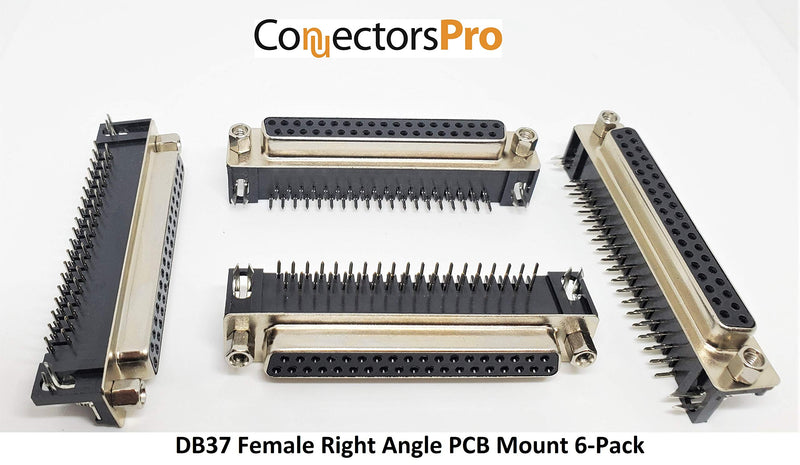 [Australia - AusPower] - Pc Accessories - Connectors Pro 6-Pack DB37 Female Right Angle PCB Mount Connector, D-Sub 37 Pins 90 Degree PC Board DR37F, 6-Pack 
