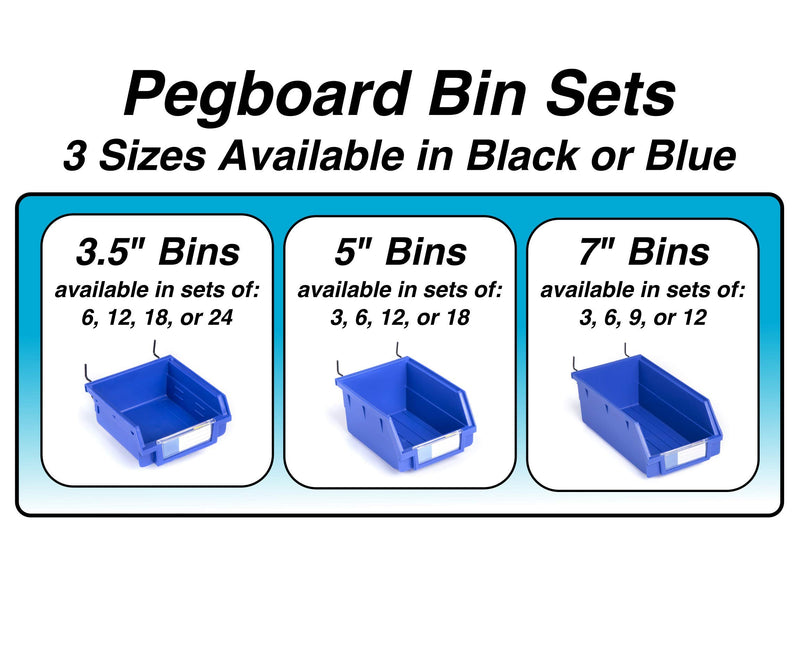 [Australia - AusPower] - Right Arrange Pegboard Bins - 6 Pack Black - Hooks to Any Peg Board - Organize Hardware, Accessories, Attachments, Workbench, Garage Storage, Craft Room, Tool Shed, Hobby Supplies, Small Parts 3.5 Inch (Pack of 6) 