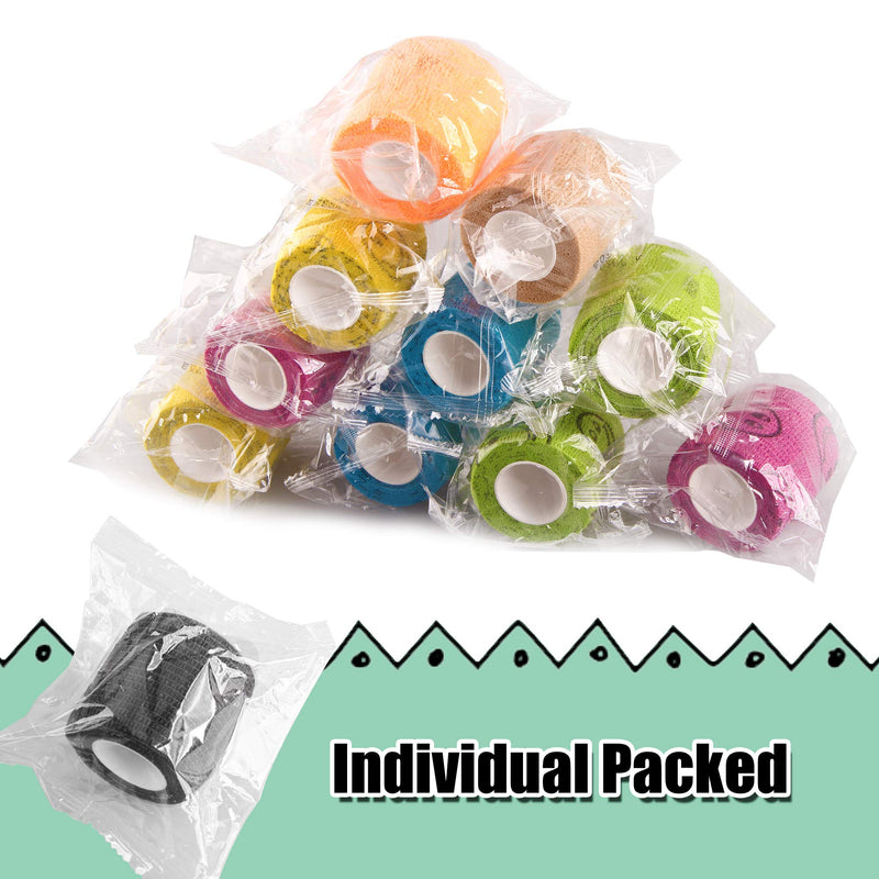 [Australia - AusPower] - HOCTRAKA 24Pack Self Adhesive Tape Vet Wrap Flex Bandages Leg Wrap Adherent Non-Woven for Dog Cat Horse Pet Animals Ankle Sprains & Swelling 2 Inch 5 Yards (Assorted Patterns) 