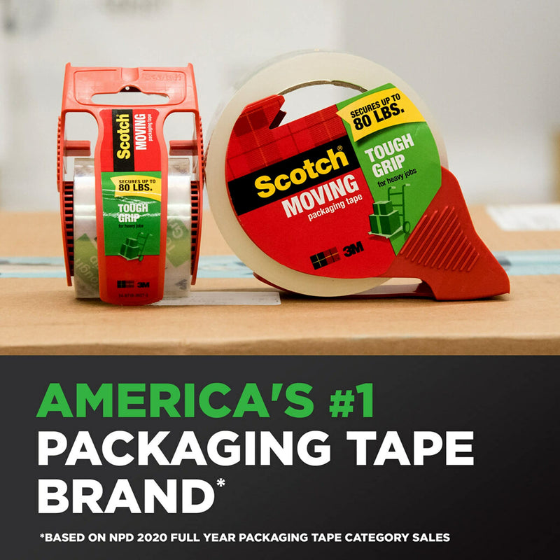 [Australia - AusPower] - Scotch Tough Grip Moving Packaging Tape, 1.88 in. x 38.2 yd., 1 Dispenser and 1 Refill Roll/Pack 2 Rolls 1.88 in x 38.2 yd 2 Rolls With 1 Dispenser 