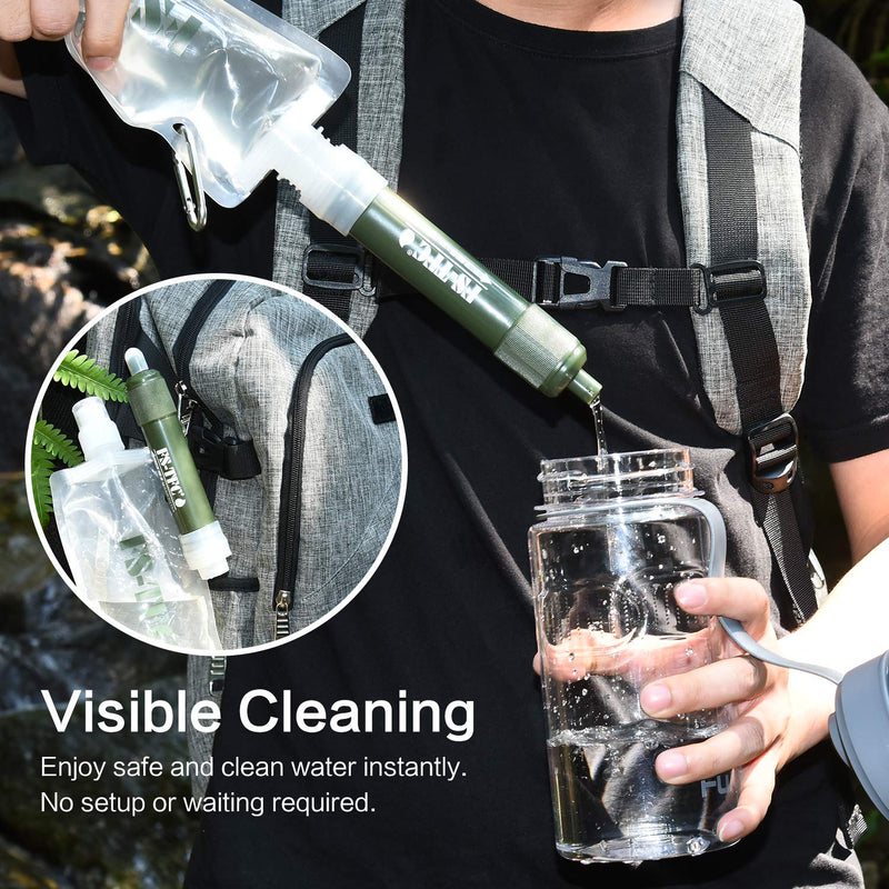 [Australia - AusPower] - FS-TFC Personal Water Filter Straw Mini Water Purifier Survival Gear for Hiking, Camping, Travel and Emergency Preparedness 1 Pack 