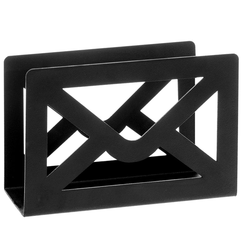 [Australia - AusPower] - MyGift Desk Mail Sorter Holder Modern Cutout Envelope Design Black Metal Home and Office Desktop Letter Organizer 