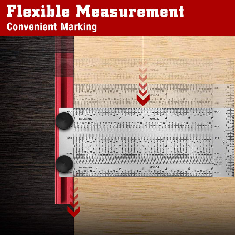 [Australia - AusPower] - T-Rule,Precision Marking T-Rule 6'',Precision Woodworking Tools T-Square 6'',Stainless Steel Positioning Scribing Gauge, Carpenter Mark T-Rule 