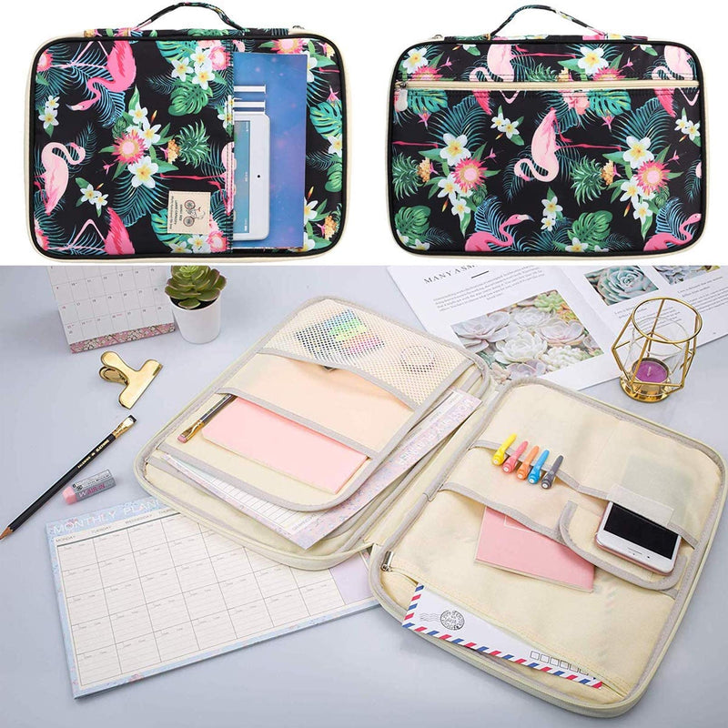 [Australia - AusPower] - JAKAGO Travel Portfolio Organizer Waterproof A4 Document Bag Multifunctional Travel Note Pouch Zippered Carrying Case for Notebook, Ipad, Journals, Sketch Books (Flamingo) Flamingo 