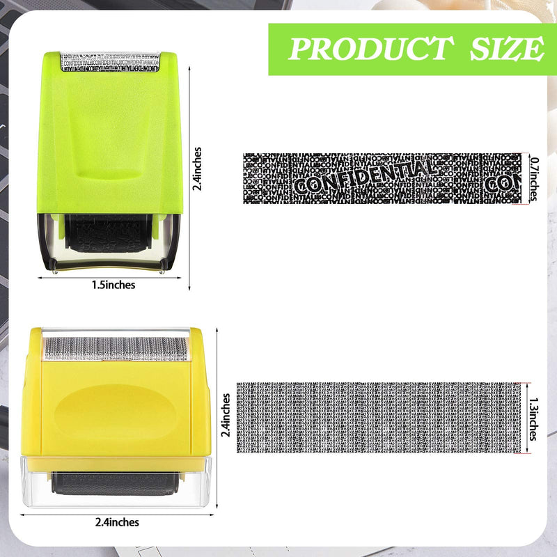 [Australia - AusPower] - 2 Pieces Identity Theft Prevention Stamp Identity Guard Roller Stamp Wide Rolling Security Stamp (Yellow and Green,Large and Medium) Yellow and Green Large and Medium 