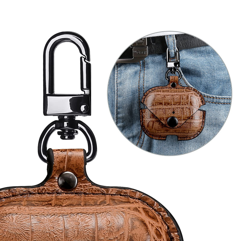 [Australia - AusPower] - MODOS LOGICOS Charging Case Cover for Apple Air Pods Pro, Leather Case with Secure Snap-Fastener Compatible with Apple AirPods Pro 1st (2019) / AirPods Pro 2nd (2022) Charging Case (Cro Brown) Cro-Brown 