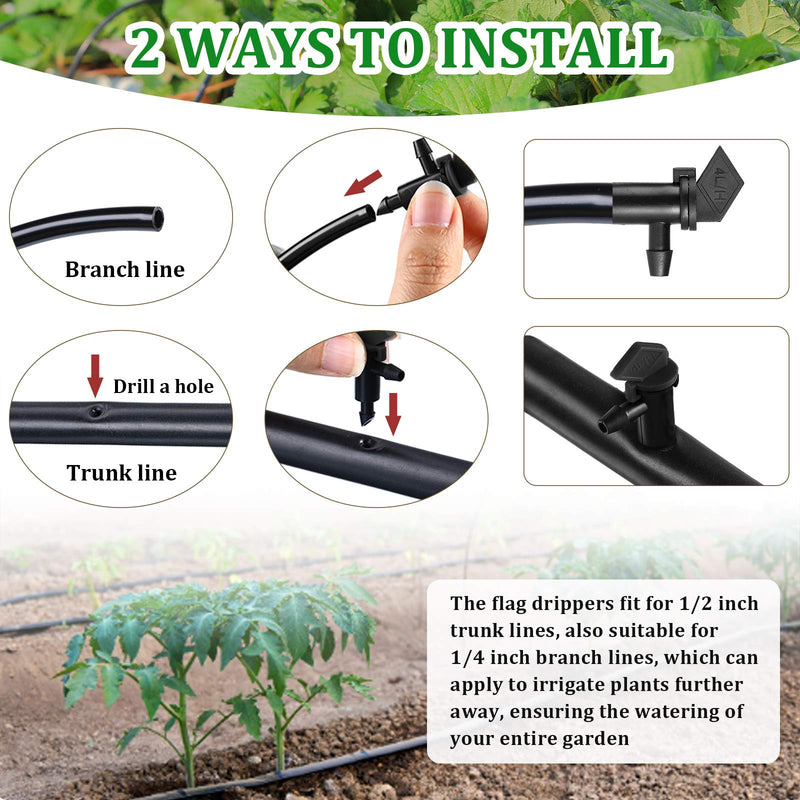 [Australia - AusPower] - 60 Pieces Irrigation Drip Emitter Garden Flag Irrigation Dripper, Trees and Shrubs (Black,1GPH) Black 1GPH 