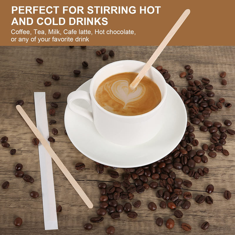 [Australia - AusPower] - Maxcocola 500PCS Disposable Wooden Coffee Stirrers, 7 Inches Large Wooden Beverage Coffee Stirrers Sticks, Biodegradable Eco-Friendly, 1 Pack of 500 each 