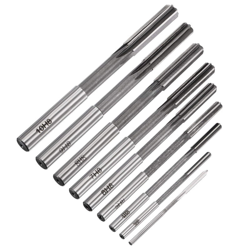 [Australia - AusPower] - uxcell Chucking Reamer Set Lathe Machine Reamer Straight Flute Milling Cutter High Speed Steel H8 Tolerance (2mm 3mm 4mm 5mm 6mm 7mm 8mm 9mm 10mm) 9pcs 