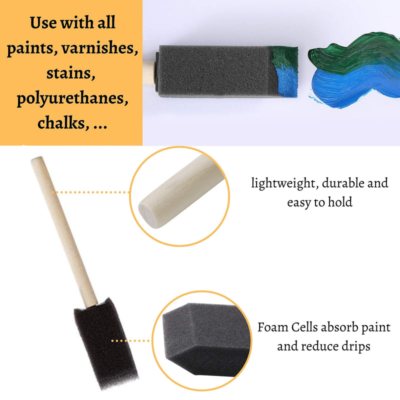 [Australia - AusPower] - Bates- Foam Paint Brushes, 26pcs, 1 Inch, Sponge Brushes, Sponge Paint Brush, Foam Brushes, Foam Brushes for Painting, Foam Brushes for Staining, Paint Sponges, Foam Brushes for Mod Podge 