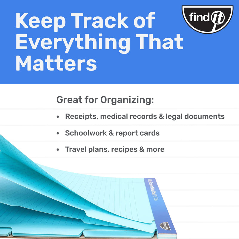 [Australia - AusPower] - Find It File Folder Notepad - Pack of 12 - 9.5 x 12.5 Inch Notebook Organizer Folders for Filing, Document, and Clipboard Organization - Manila 12 Folders 