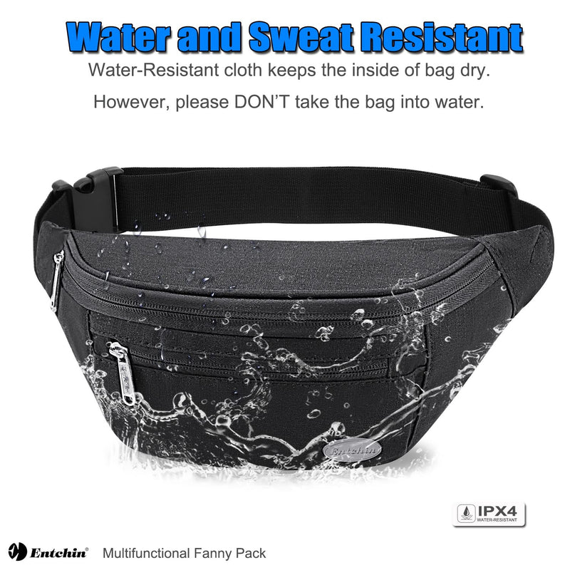 [Australia - AusPower] - Entchin Fanny Pack for Hiking, Running and Travel Black 