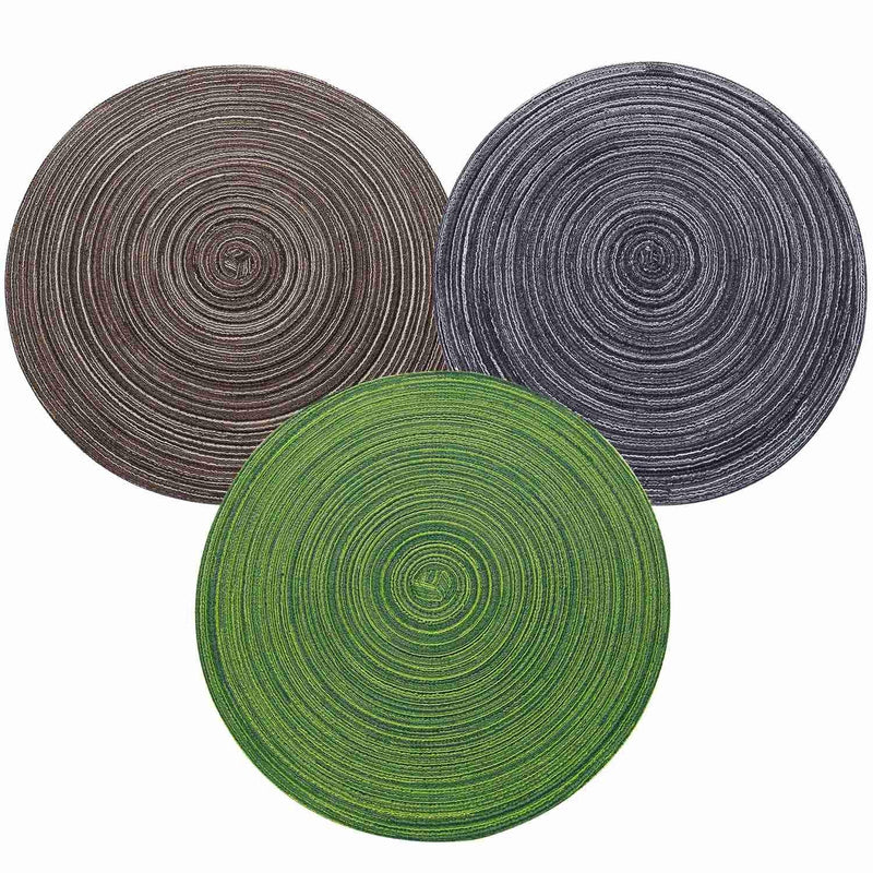 [Australia - AusPower] - Zupro Round Placemats Set of 6,Braided Cotton Table Mats Heat Resistant Non-Slip Washable,for Four Seasons Dinner Parties BBQs Thanksgiving Christmas Birthdays and Indoor Ourdoor Use（Green） 6pcs placemats R-green 