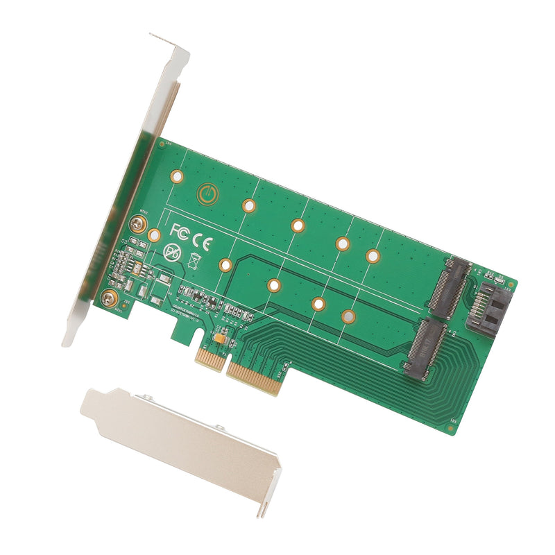 [Australia - AusPower] - I/O Crest M2 SSD NVME M-Key to PCI-e 3.0 x4 Adapter Card and SATA B-Key M.2 to SATA Port convertor 22110 2280 2260 2242 2230 to with Low Profile Bracket - Dual M.2 PCIe Adapter M.2 M-Key & B-Key PCI-e 