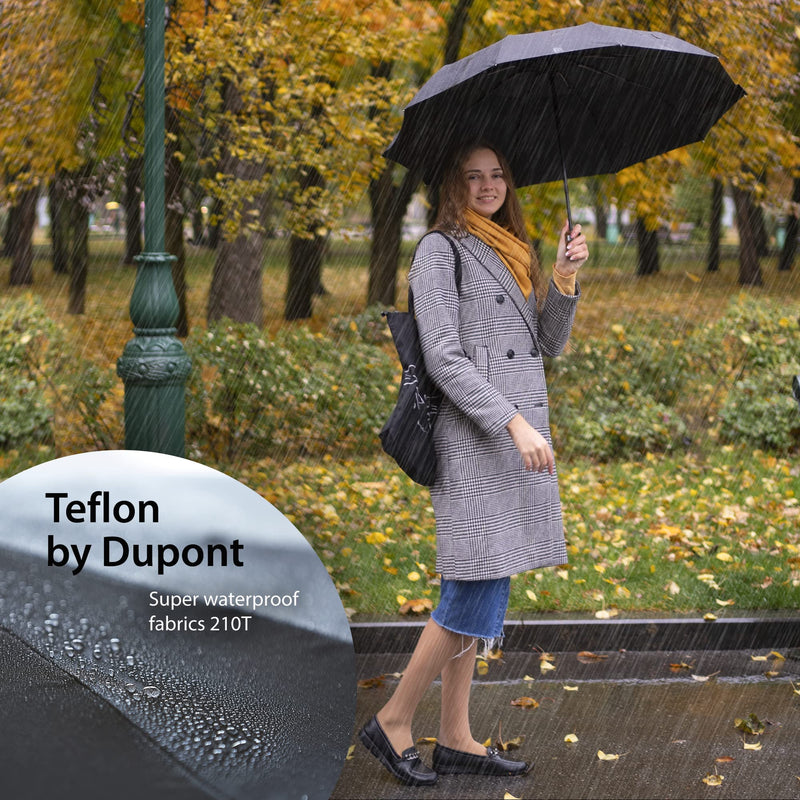 [Australia - AusPower] - NEW Premium Large Windproof Double Canopy Umbrella for Rain - Travel Umbrella - Compact Automatic Umbrella - Folding Umbrella for Backpack - Portable Umbrella Auto - Oversized Umbrella Black Umbrella for Men and Women - Mens Umbrella Compact 