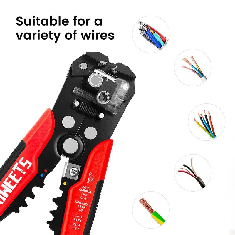 [Australia - AusPower] - KAIWEETS Self Adjusting Wire Stripper - 3 in 1 Heavy Duty Automatic Wire Stripping Tool | 10-24 AWG Wire Cutter for Electrical Cable Cutting, Crimping Tool 