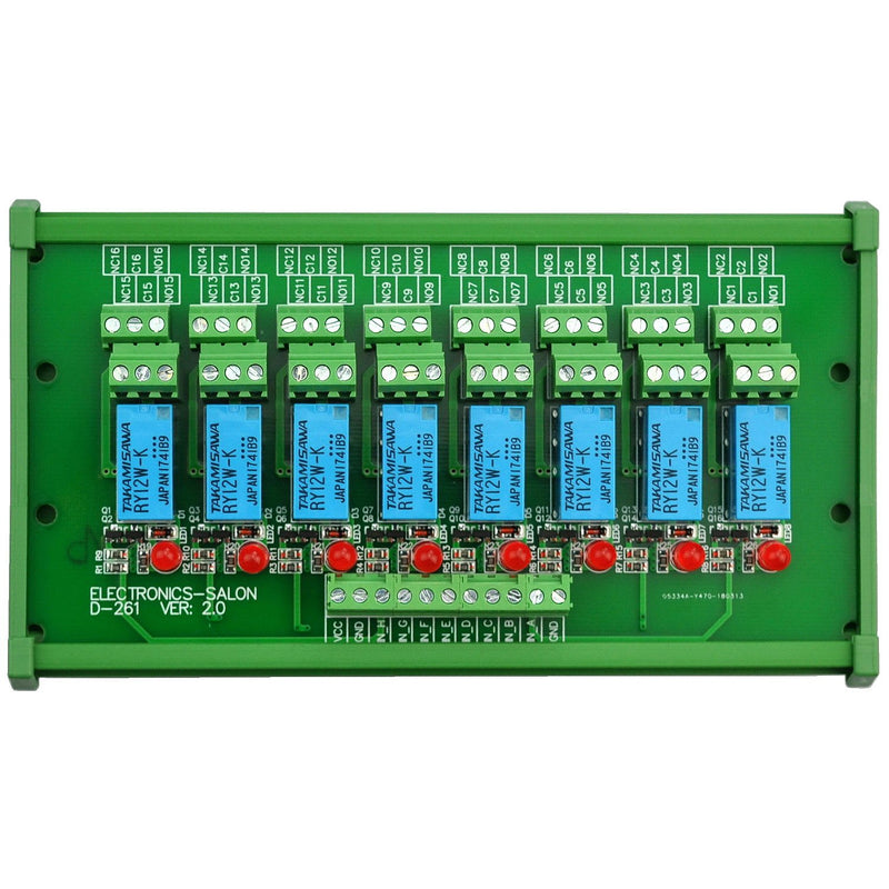 [Australia - AusPower] - Electronics-Salon DIN Rail Mount 8 DPDT Signal Relay Interface Module. (Operating Voltage: DC 12V) Operating Voltage: DC 12V 