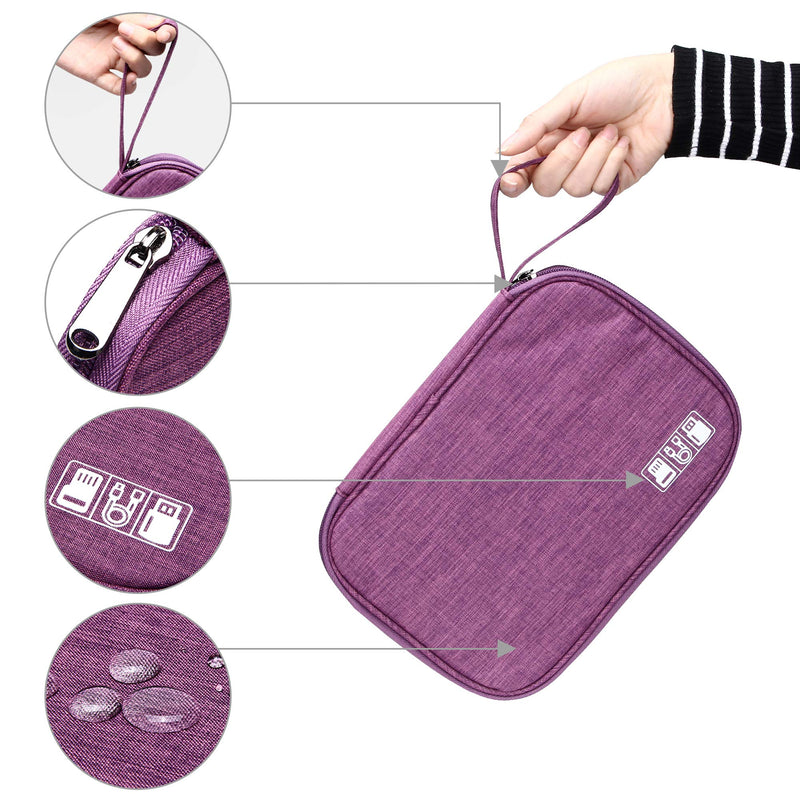 [Australia - AusPower] - CILLA Travel Electronic Organizer Bag Cable Organizer Case Portable digital Storage Bag for Electronic Accessories USB Cables, Power Bank, SD Card medium Purple 