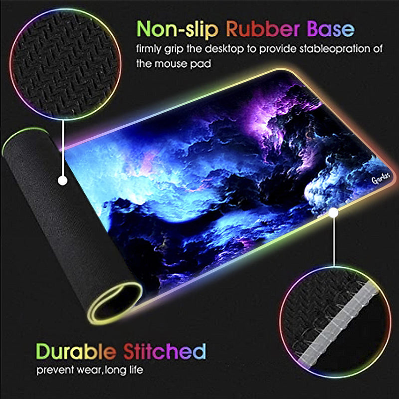 [Australia - AusPower] - RGB Gaming Mouse Pad, Gerlos Large Extended Soft Led Mouse Pad with 12 Lighting Modes 2 Brightness Levels, Water Resist Keyboard Pad, Computer Keyboard Mousepads Mat 800 x 300mm / 31.5×11.8 inches Blue 